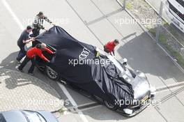 Crash, Timo Scheider (GER) Audi Sport Team Testcar. 08.04.2015, DTM Media Day, Hockenheimring, Germany.