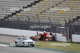 Crash, Jamie Green (GBR) Audi Sport Team Rosberg, Audi RS 5 DTM. 08.04.2015, DTM Media Day, Hockenheimring, Germany.