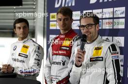 Press Conference; Bruno Spengler (CAN) BMW Team MTEK BMW M4 DTM; Nico Müller (SUI) Audi Sport Team Abt Sportsline, Audi RS 5 DTM; Maximilian Götz (GER) Mercedes-AMG Team HWA, Mercedes-AMG C63 DTM. 08.04.2015, DTM Media Day, Hockenheimring, Germany.