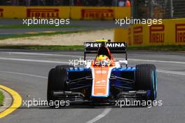 Rio Haryanto (IDN) Manor Racing MRT05. 18.03.2016. Formula 1 World Championship, Rd 1, Australian Grand Prix, Albert Park, Melbourne, Australia, Practice Day.
