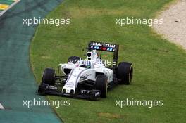 Felipe Massa (BRA) Williams FW38 runs wide. 18.03.2016. Formula 1 World Championship, Rd 1, Australian Grand Prix, Albert Park, Melbourne, Australia, Practice Day.