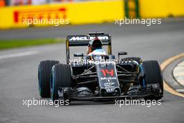 Fernando Alonso (ESP) McLaren MP4-31. 18.03.2016. Formula 1 World Championship, Rd 1, Australian Grand Prix, Albert Park, Melbourne, Australia, Practice Day.
