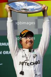 Race winner Nico Rosberg (GER) Mercedes AMG F1 celebrates on the podium. 20.03.2016. Formula 1 World Championship, Rd 1, Australian Grand Prix, Albert Park, Melbourne, Australia, Race Day.