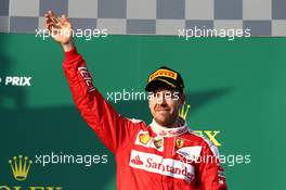 3rd place Sebastian Vettel (GER) Scuderia Ferrari. 20.03.2016. Formula 1 World Championship, Rd 1, Australian Grand Prix, Albert Park, Melbourne, Australia, Race Day.