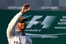 2nd place Lewis Hamilton (GBR) Mercedes Petronas AMG F1. 20.03.2016. Formula 1 World Championship, Rd 1, Australian Grand Prix, Albert Park, Melbourne, Australia, Race Day.