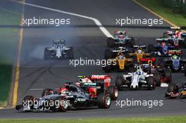 Lewis Hamilton (GBR) Mercedes AMG F1 W07 Hybrid at the start of the race. 20.03.2016. Formula 1 World Championship, Rd 1, Australian Grand Prix, Albert Park, Melbourne, Australia, Race Day.
