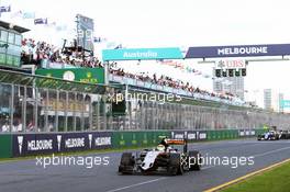 Sergio Perez (MEX) Sahara Force India F1 VJM09. 20.03.2016. Formula 1 World Championship, Rd 1, Australian Grand Prix, Albert Park, Melbourne, Australia, Race Day.
