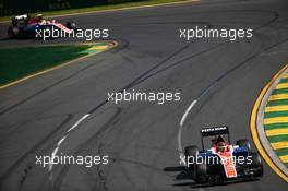 Pascal Wehrlein (GER) Manor Racing MRT05 and team mate Rio Haryanto (IDN) Manor Racing MRT05. 20.03.2016. Formula 1 World Championship, Rd 1, Australian Grand Prix, Albert Park, Melbourne, Australia, Race Day.