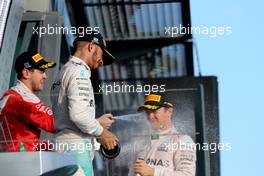 Lewis Hamilton (GBR), Mercedes AMG F1 Team and Nico Rosberg (GER), Mercedes AMG F1 Team  20.03.2016. Formula 1 World Championship, Rd 1, Australian Grand Prix, Albert Park, Melbourne, Australia, Race Day.