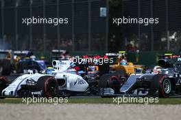 Felipe Massa (BRA), Williams F1 Team and Lewis Hamilton (GBR), Mercedes AMG F1 Team  20.03.2016. Formula 1 World Championship, Rd 1, Australian Grand Prix, Albert Park, Melbourne, Australia, Race Day.