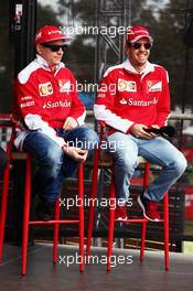 (L to R): Kimi Raikkonen (FIN) Ferrari with team mate Sebastian Vettel (GER) Ferrari. 19.03.2016. Formula 1 World Championship, Rd 1, Australian Grand Prix, Albert Park, Melbourne, Australia, Qualifying Day.