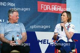 (L to R): Dave Ryan (NZL) Manor Racing Racing Director with Claire Williams (GBR) Williams Deputy Team Principal. 20.03.2016. Formula 1 World Championship, Rd 1, Australian Grand Prix, Albert Park, Melbourne, Australia, Race Day.
