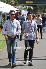 Rio Haryanto (IDN) Manor Racing with Piers Hunnisett (GBR) Driver Manager. 17.03.2016. Formula 1 World Championship, Rd 1, Australian Grand Prix, Albert Park, Melbourne, Australia, Preparation Day.