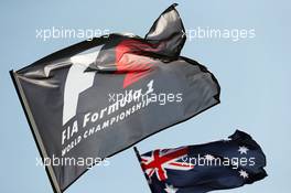 F1 and Australian flags. 17.03.2016. Formula 1 World Championship, Rd 1, Australian Grand Prix, Albert Park, Melbourne, Australia, Preparation Day.