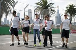 Esteban Gutierrez (MEX) Haas F1 Team walks the circuit with the team. 16.03.2016. Formula 1 World Championship, Rd 1, Australian Grand Prix, Albert Park, Melbourne, Australia, Preparation Day.