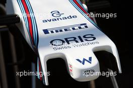 Williams FW38 nosecone. 16.03.2016. Formula 1 World Championship, Rd 1, Australian Grand Prix, Albert Park, Melbourne, Australia, Preparation Day.