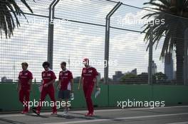 Sebastian Vettel (GER) Ferrari walks the circuit with the team. 16.03.2016. Formula 1 World Championship, Rd 1, Australian Grand Prix, Albert Park, Melbourne, Australia, Preparation Day.