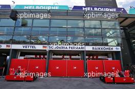 Ferrari pit garages. 16.03.2016. Formula 1 World Championship, Rd 1, Australian Grand Prix, Albert Park, Melbourne, Australia, Preparation Day.