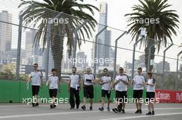Romain Grosjean (FRA) Haas F1 Team walks the circuit. 16.03.2016. Formula 1 World Championship, Rd 1, Australian Grand Prix, Albert Park, Melbourne, Australia, Preparation Day.