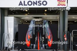 McLaren MP4-31 engine cover in the pits. 16.03.2016. Formula 1 World Championship, Rd 1, Australian Grand Prix, Albert Park, Melbourne, Australia, Preparation Day.