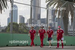Sebastian Vettel (GER) Ferrari walks the circuit with the team. 16.03.2016. Formula 1 World Championship, Rd 1, Australian Grand Prix, Albert Park, Melbourne, Australia, Preparation Day.