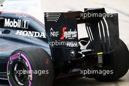Fernando Alonso (ESP) McLaren MP4-31 rear wing end plate. 01.07.2016. Formula 1 World Championship, Rd 9, Austrian Grand Prix, Spielberg, Austria, Practice Day.