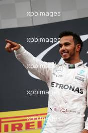 Race winner Lewis Hamilton (GBR) Mercedes AMG F1 celebrates on the podium. 03.07.2016. Formula 1 World Championship, Rd 9, Austrian Grand Prix, Spielberg, Austria, Race Day.