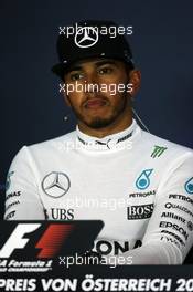 Lewis Hamilton (GBR) Mercedes AMG F1 in the FIA Press Conference. 03.07.2016. Formula 1 World Championship, Rd 9, Austrian Grand Prix, Spielberg, Austria, Race Day.