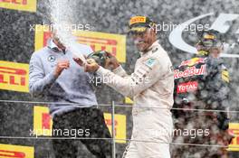 Race winner Lewis Hamilton (GBR) Mercedes AMG F1 celebrates on the podium. 03.07.2016. Formula 1 World Championship, Rd 9, Austrian Grand Prix, Spielberg, Austria, Race Day.