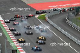 Lewis Hamilton (GBR) Mercedes AMG F1 W07 Hybrid leads at the start of the race. 03.07.2016. Formula 1 World Championship, Rd 9, Austrian Grand Prix, Spielberg, Austria, Race Day.