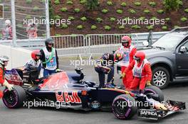 Daniil Kvyat (RUS) Scuderia Toro Rosso STR11 retired from the race. 03.07.2016. Formula 1 World Championship, Rd 9, Austrian Grand Prix, Spielberg, Austria, Race Day.