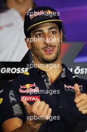 Daniel Ricciardo (AUS) Red Bull Racing in the FIA Press Conference. 30.06.2016. Formula 1 World Championship, Rd 9, Austrian Grand Prix, Spielberg, Austria, Preparation Day.