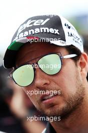 Sergio Perez (MEX) Sahara Force India F1 with the media. 30.06.2016. Formula 1 World Championship, Rd 9, Austrian Grand Prix, Spielberg, Austria, Preparation Day.