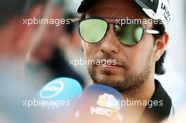 Sergio Perez (MEX) Sahara Force India F1 with the media. 30.06.2016. Formula 1 World Championship, Rd 9, Austrian Grand Prix, Spielberg, Austria, Preparation Day.