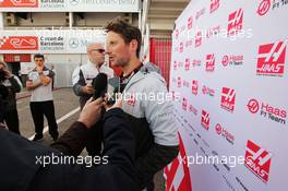 Romain Grosjean (FRA) Haas F1 Team walks the circuit with the media. 22.02.2016. Formula One Testing, Day One, Barcelona, Spain. Monday.