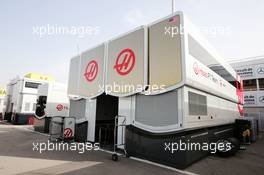 Haas F1 Team trucks in the pits. 22.02.2016. Formula One Testing, Day One, Barcelona, Spain. Monday.