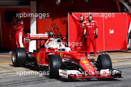 Sebastian Vettel (GER)  Ferrari SF16-H leaves the pits. 22.02.2016. Formula One Testing, Day One, Barcelona, Spain. Monday.