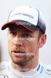 Jenson Button (GBR) McLaren with the media. 22.02.2016. Formula One Testing, Day One, Barcelona, Spain. Monday.