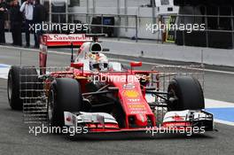 Sebastian Vettel (GER)  Ferrari SF16-H running sensor equipment. 22.02.2016. Formula One Testing, Day One, Barcelona, Spain. Monday.
