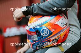 The helmet of Romain Grosjean (FRA) Haas F1 Team. 22.02.2016. Formula One Testing, Day One, Barcelona, Spain. Monday.