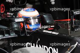 Jenson Button (GBR) McLaren MP4-31. 22.02.2016. Formula One Testing, Day One, Barcelona, Spain. Monday.