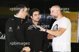 Cyril Abiteboul (FRA) Renault Sport F1 Managing Director (Left) with Gerard Lopez (FRA) (Right). 22.02.2016. Formula One Testing, Day One, Barcelona, Spain. Monday.
