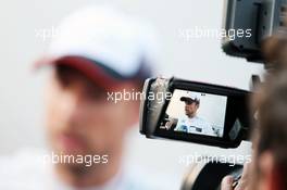 Jenson Button (GBR) McLaren with the media. 22.02.2016. Formula One Testing, Day One, Barcelona, Spain. Monday.