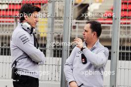 (L to R): Toto Wolff (GER) Mercedes AMG F1 Shareholder and Executive Director with Ron Meadows (GBR) Mercedes GP Team Manager. 22.02.2016. Formula One Testing, Day One, Barcelona, Spain. Monday.