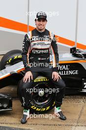 Sergio Perez (MEX) Sahara Force India F1 at the Sahara Force India F1 VJM09 unveiling. 22.02.2016. Formula One Testing, Day One, Barcelona, Spain. Monday.