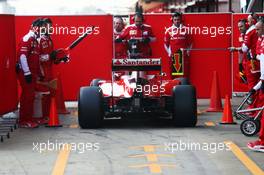 Kimi Raikkonen (FIN) Ferrari SF16-H in the pits. 25.02.2016. Formula One Testing, Day Four, Barcelona, Spain. Thursday.