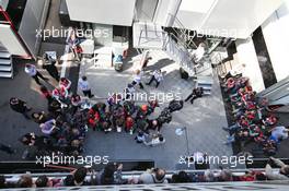 Lewis Hamilton (GBR) Mercedes AMG F1 with the media. 25.02.2016. Formula One Testing, Day Four, Barcelona, Spain. Thursday.