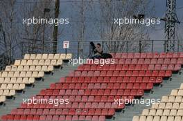 A fan in the grandstand. 25.02.2016. Formula One Testing, Day Four, Barcelona, Spain. Thursday.