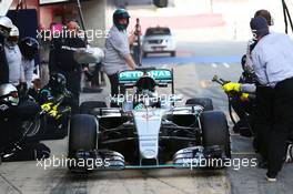 Nico Rosberg (GER) Mercedes AMG F1 practices a pit stop. 23.02.2016. Formula One Testing, Day Two, Barcelona, Spain. Tuesday.