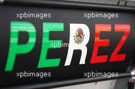 Pit board for Sergio Perez (MEX) Sahara Force India F1. 23.02.2016. Formula One Testing, Day Two, Barcelona, Spain. Tuesday.